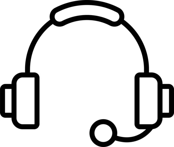 Fejhallgató Audio Eszköz Ikon Körvonalazott Stílusban — Stock Vector