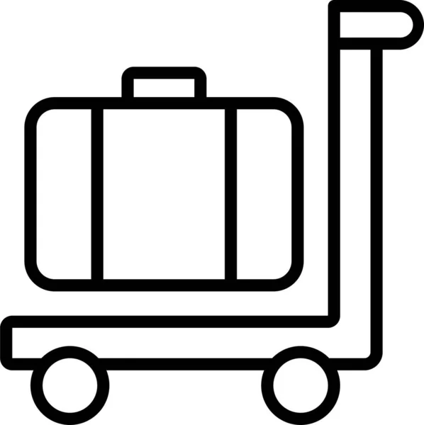 Bagage Trolley Koffer Pictogram Omtrek Stijl — Stockvector