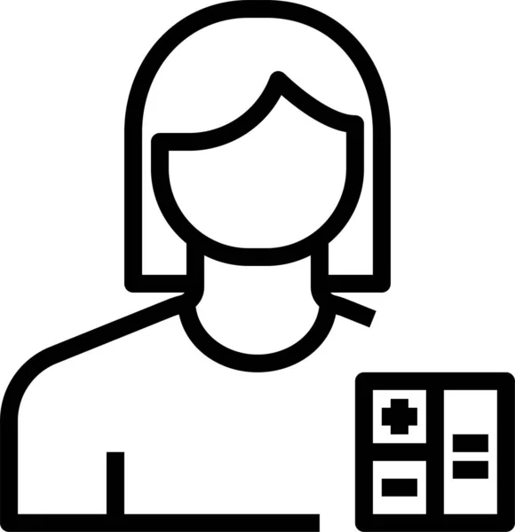 Avatar Calculator Vrouwelijke Pictogram Omtrek Stijl — Stockvector