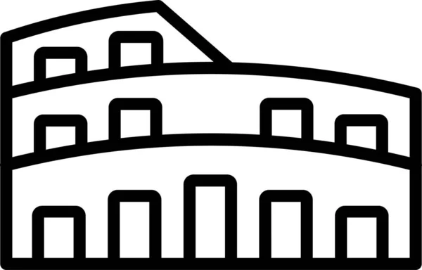Colosseum Italiaans Monument Icoon Omtrek Stijl — Stockvector