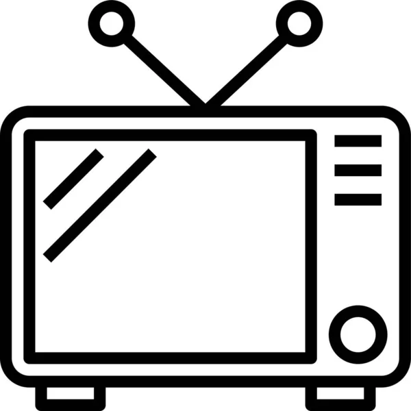 Fernsehbildschirm Antennensymbol Umrissstil — Stockvektor