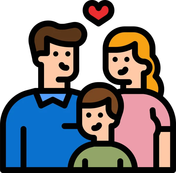 Parents Family Kid Icon Filled Outline Style — Stock Vector