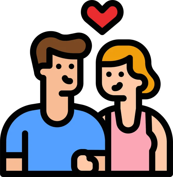 Lover Paar Relatie Pictogram Gevulde Outline Stijl — Stockvector