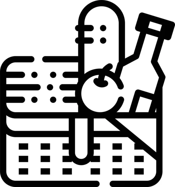 Basket Camping Drink Icon Outline Style — Stock Vector