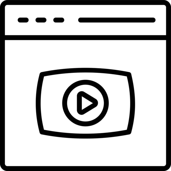 Web Browser Video Symbol Umrissstil — Stockvektor