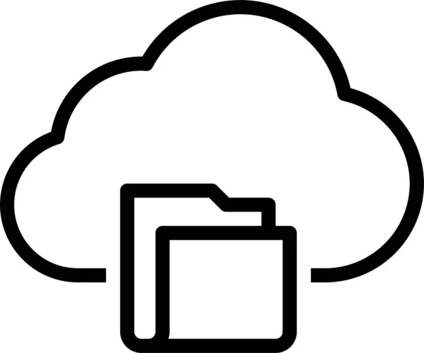 Cloud Data Folder Icon Outline Style — Stock Vector