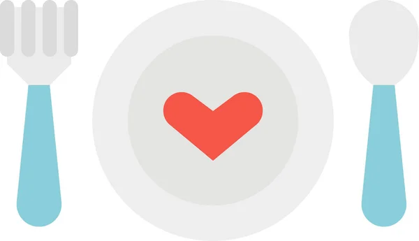 Dinner Fork Heart Icon Flat Style — стоковый вектор