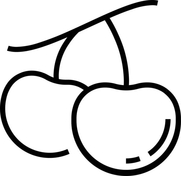 チェリーベリーフルーツアイコンのアウトラインスタイル — ストックベクタ