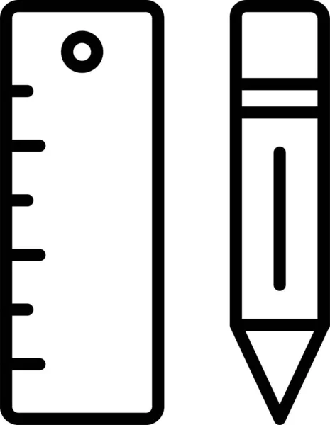 Scuola Cartoleria Scrittura Icona Stile Contorno — Vettoriale Stock