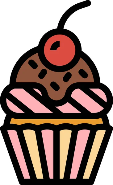 Cupcake Postre Icono Comida Estilo Contorno Lleno — Archivo Imágenes Vectoriales