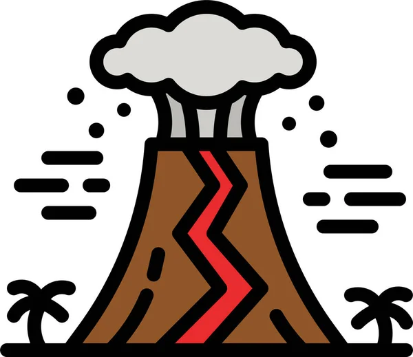 Значок Природной Катастрофы Вулкана Стиле Заполненного Контура — стоковый вектор