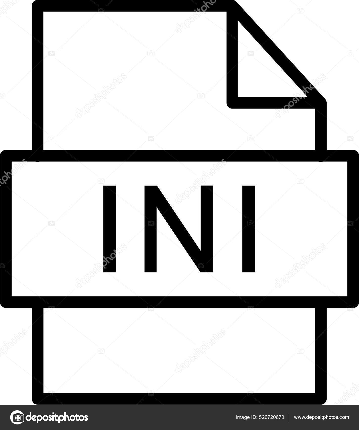 Иконка Файла Формата Ini Стиле Наброска Векторное Изображение.