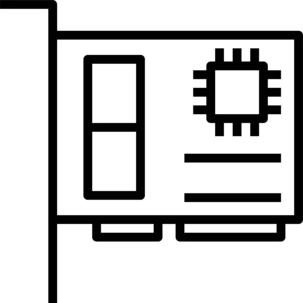 アウトラインスタイルのコンピュータハードウェアカードのアイコン — ストックベクタ