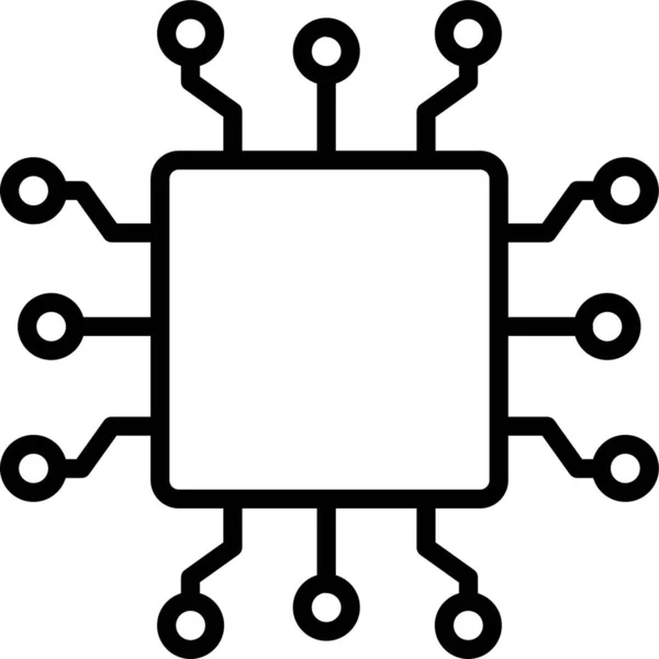 Chip Cpu Elektronik Symbol Outline Stil — Stockvektor