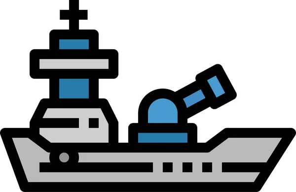 陸軍軍用船のアイコンをフルアウトライン形式で表示 — ストックベクタ