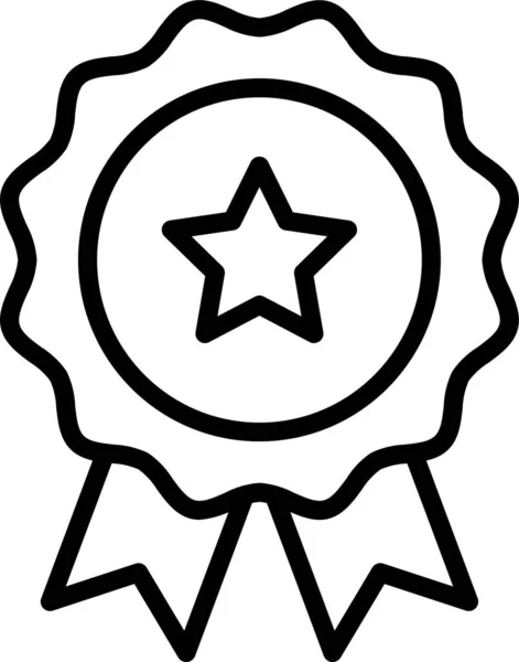 バッジ賞リボンアイコンのアウトラインスタイル — ストックベクタ