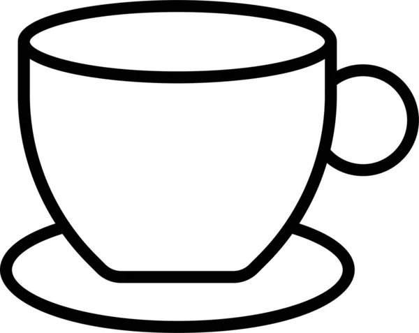 Cafe Kahve Fincanı Simgesi Ana Hatlarıyla — Stok Vektör