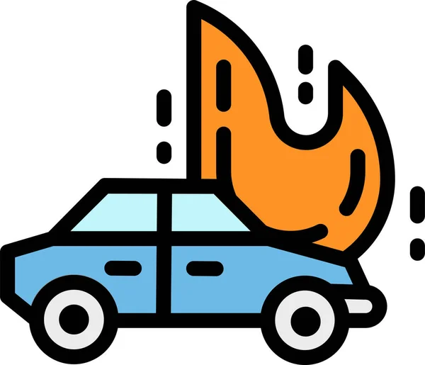 Ατύχημα Αυτοκίνητο Φωτιά Εικονίδιο Filled Περίγραμμα Στυλ — Διανυσματικό Αρχείο