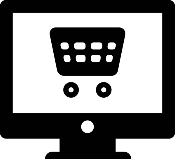 Commerce Ikona Zakupów Online Solidnym Stylu — Wektor stockowy