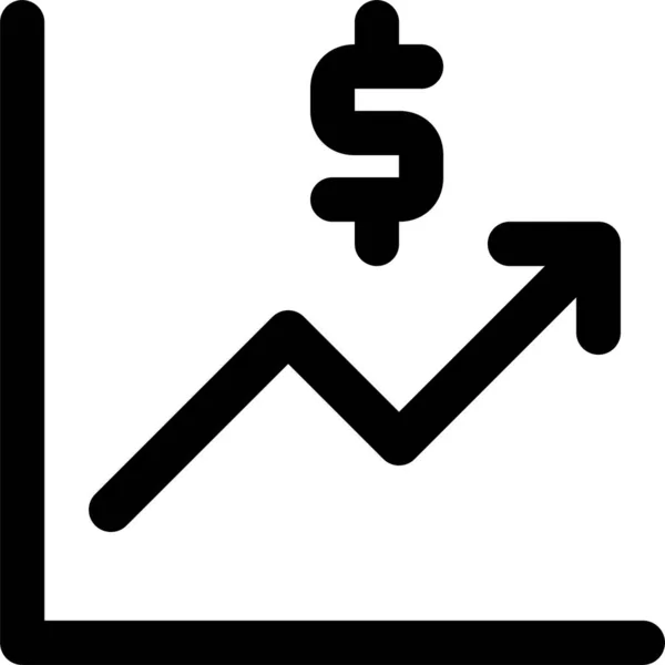 График Роста Денег Значок Стиле Наброска — стоковый вектор
