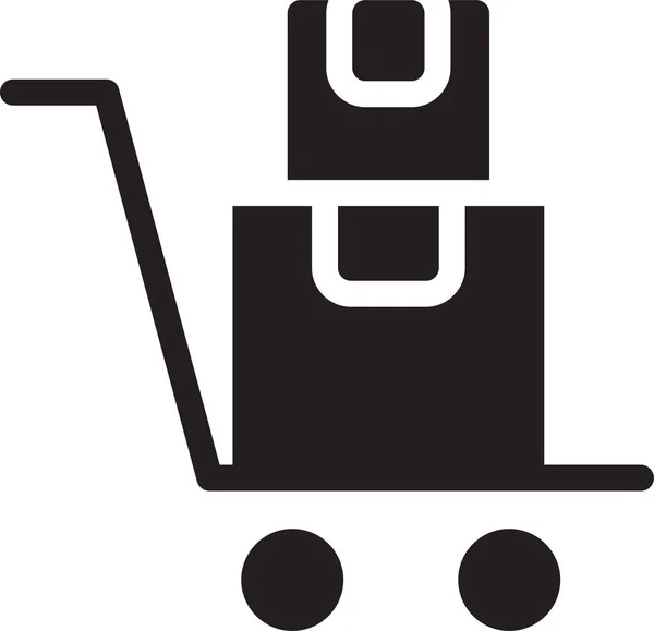 Doos Dolly Handtruck Pictogram Solide Stijl — Stockvector