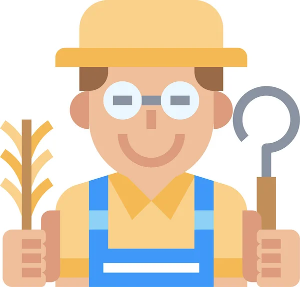Agriculteur Récolte Occupation Icône Dans Style Plat — Image vectorielle