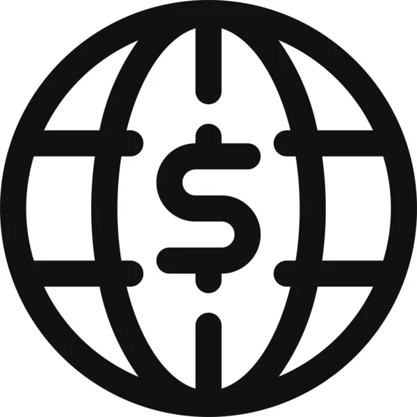 Dolar Gospodarka Globu Ikona Solidnym Stylu — Wektor stockowy