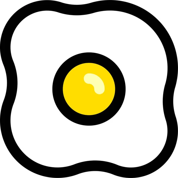 Oeuf Omelette Icône Frite Dans Style Contour Rempli — Image vectorielle