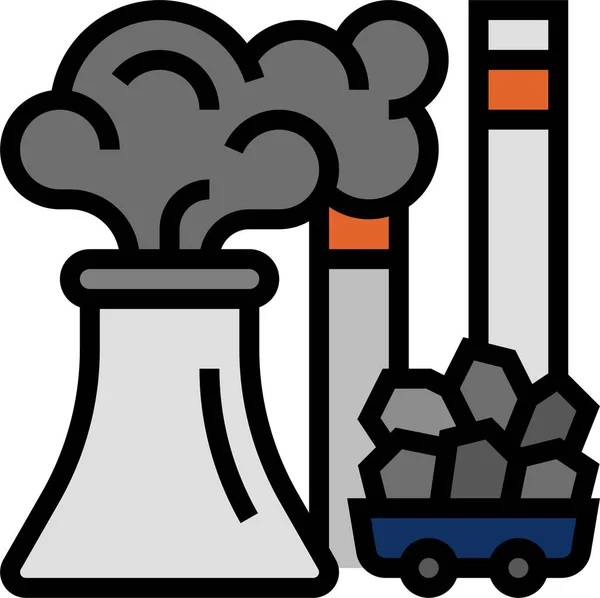 Combustibile Cambiamento Climatico Icona Dei Combustibili Fossili Pieno Stile Contorno — Vettoriale Stock