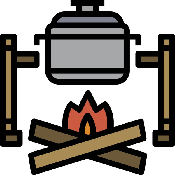 Bonfire Burn Campfire Icon Filled Outline Style — Stock Vector