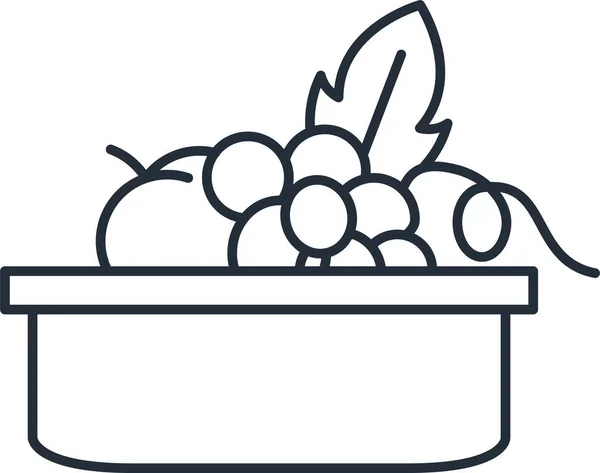 Ícone Frutas Recipiente Cesta Estilo Esboço — Vetor de Stock