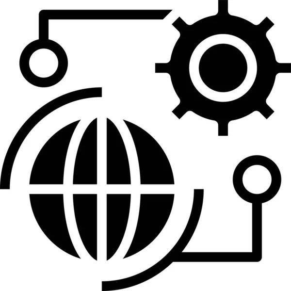 Browser Global Globe Icon Solid Style — Stock vektor