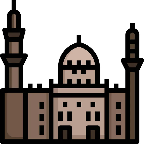 Cairo Citadel Architecture Icon Filled Outline Style — Stock Vector