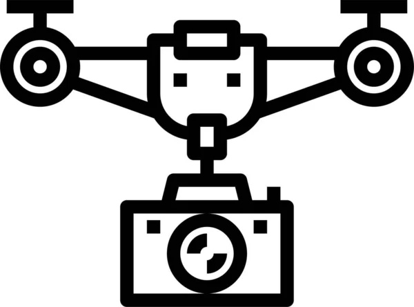 Kamera Drone Resim Simgesi Ana Hat Biçiminde — Stok Vektör