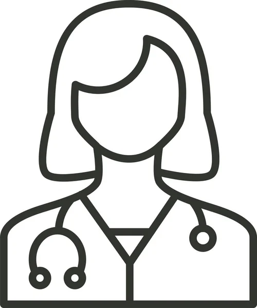 Mujer Médico Salud Icono Médico Estilo Esquema — Archivo Imágenes Vectoriales