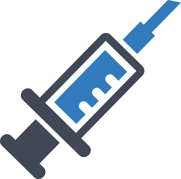 Icône Vaccin Seringue Injectable Plat — Image vectorielle