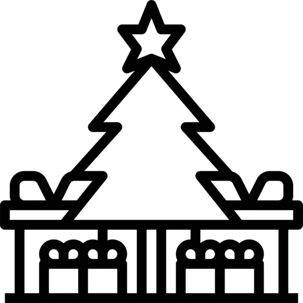 Χριστουγεννιάτικο Δέντρο Δώρο Εικονίδιο Στην Κατηγορία Χριστούγεννα — Διανυσματικό Αρχείο