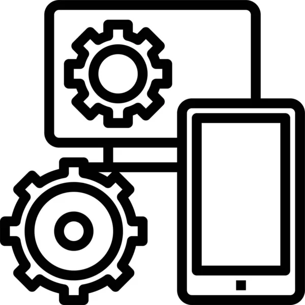 Aplicación Icono Móvil Del Teléfono Móvil Estilo Esquema — Archivo Imágenes Vectoriales