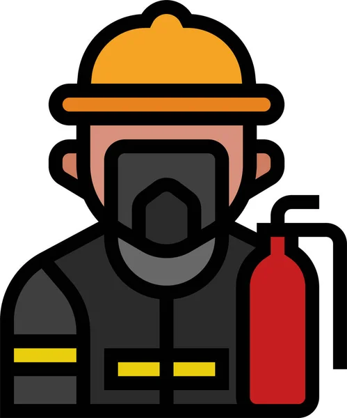 填充轮廓风格的阿凡达消防员图标 — 图库矢量图片