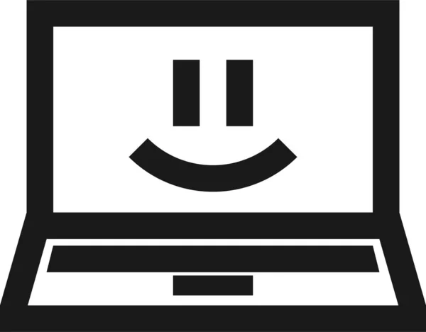 Komputer Emoji Szczęśliwy Ikona Solidnym Stylu — Wektor stockowy