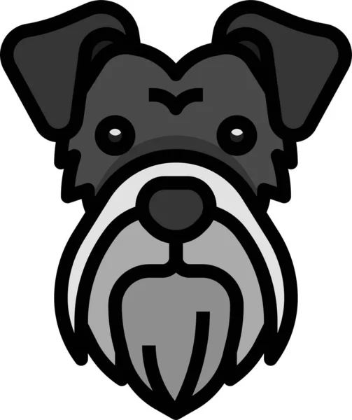 Schnauzer Breed Dog Icon Filled Outline Style — Stock Vector