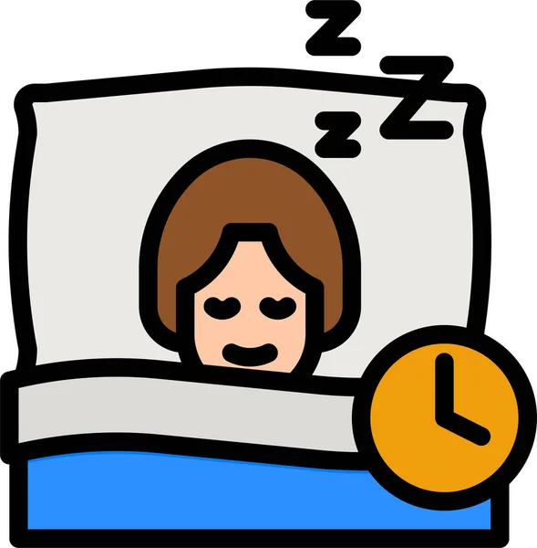 Sleep Time Bed Icon Filled Outline Style — Stock Vector