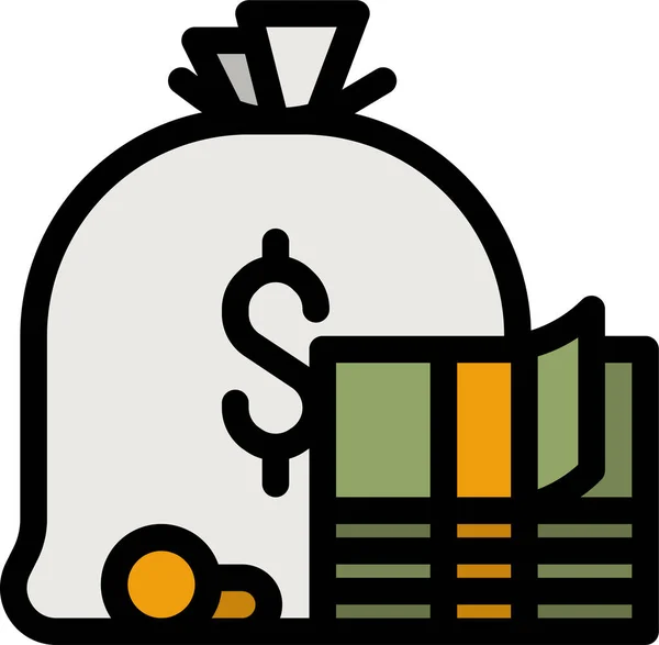 Money Bag Cash Icon Filled Outline Style — Stock Vector