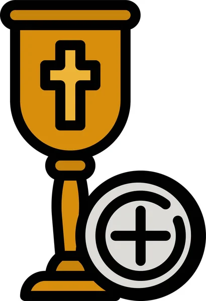 Eucaristia Ícone Igreja Comunhão Estilo Esboço Preenchido — Vetor de Stock