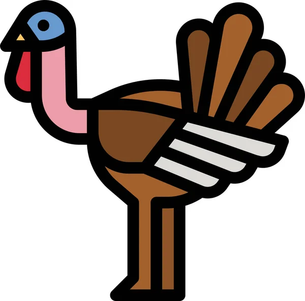 Kalkoen Thanksgiving Voedsel Pictogram — Stockvector