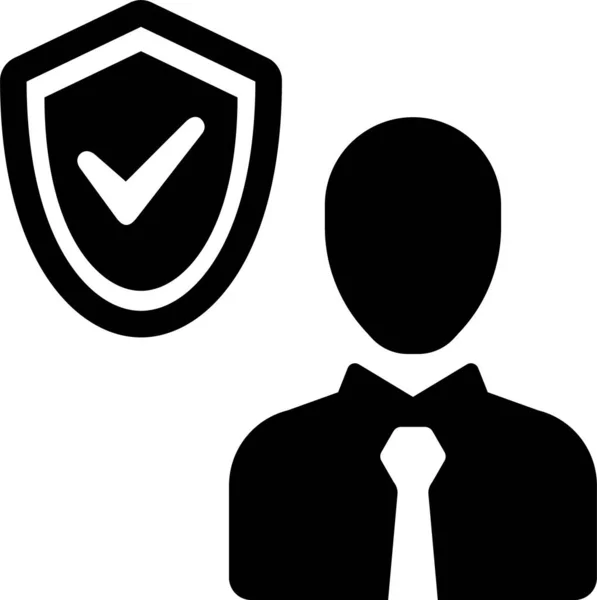 Bezpečnostní Ikona Zaměstnance Pevném Stylu — Stockový vektor