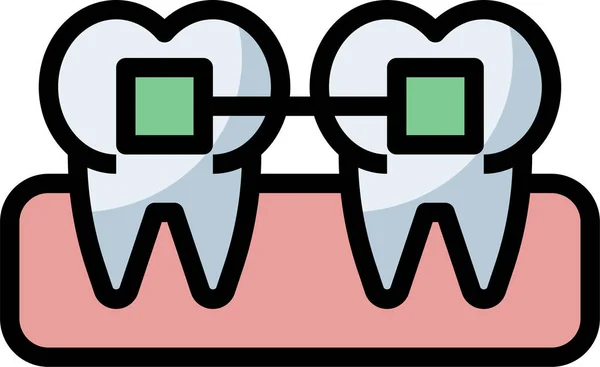 Frenos Icono Dental Claro Estilo Contorno Lleno — Vector de stock