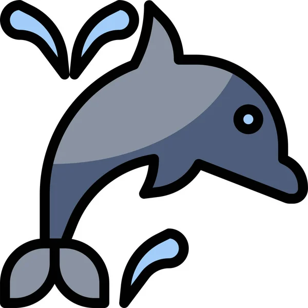Djur Strand Delfin Ikon Fylld Kontur Stil — Stock vektor