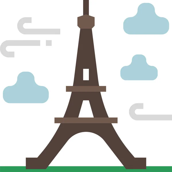 Icône France Européenne Eiffel Style Plat — Image vectorielle