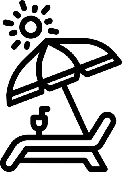 Chaise Parasol Icône Plage Dans Style Contour — Image vectorielle